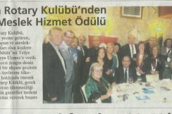 Tandoğan Rotary Kulübü’nden Üzmez’e Meslek Hizmet Ödülü